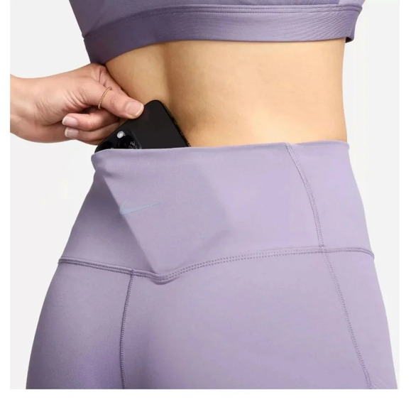 NWT Women's Nike One High Waisted 8" Bike Shorts With Pockets Purple - Picture 8 of 9